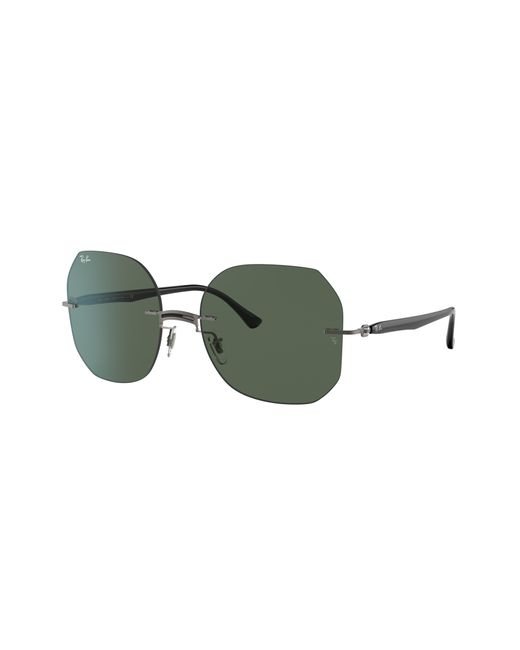Ray-Ban Sunglasses Woman Rb8067 Titanium - Black Frame Green Lenses 57-18