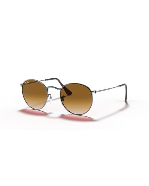 Ray-Ban Multicolor Sunglasses Man Round Flat Lenses - Gunmetal Frame Brown Lenses 50-21 for men
