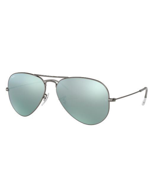 Ray-Ban Blue Sunglasses Unisex Aviator Flash Lenses - Gunmetal Frame Silver Lenses 58-14