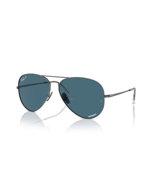 Aviator titanium gafas de sol montura azul lentes polarizados Ray-Ban de color Black
