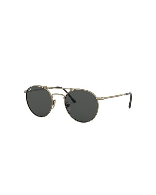 Ray-Ban Multicolor Round Double Bridge Titanium Sunglasses Antique Gold Frame Gray Lenses 50-21