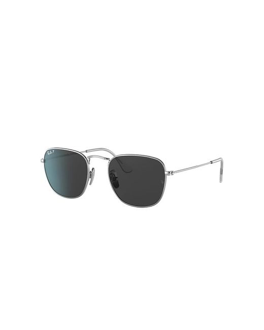 Ray-Ban Metallic Frank Titanium Sunglasses Silver Frame Black Lenses Polarized 48-21