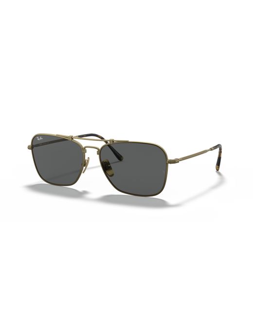Ray-Ban Multicolor Sunglasses Unisex Caravan Titanium - Antique Gold Frame Grey Lenses 58-15
