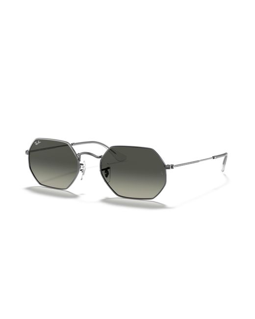 Ray-Ban Multicolor Sunglasses Unisex Octagonal Classic - Gunmetal Frame Grey Lenses 53-21