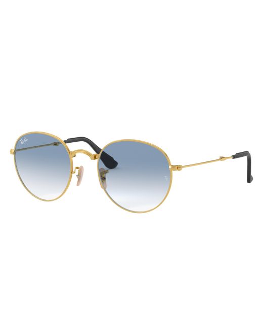 Ray-Ban Metallic Sunglasses Man Round Folding @collection - Gold Frame Blue Lenses 50-20 for men