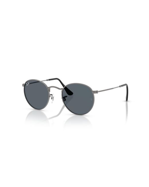 Ray-Ban Black Round Metal Sunglasses Frame Blue Lenses for men