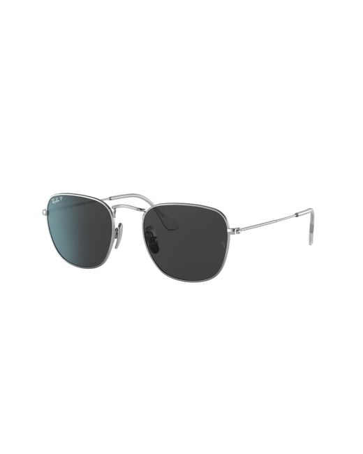 Ray-Ban Metallic Frank Titanium Sunglasses Silver Frame Black Lenses Polarized 51-20