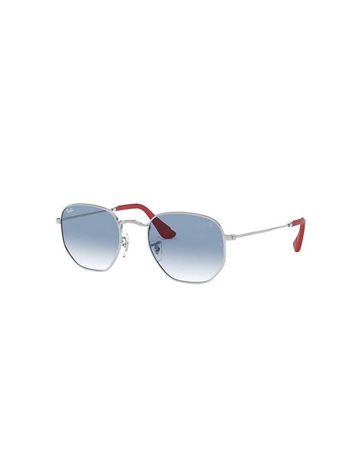 Ray-Ban Rb3548nm Scuderia Ferrari Collection Sunglasses Silver Frame Blue Lenses 51-21