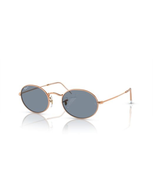 Ray-Ban Black Oval Metal Sunglasses Frame Blue Lenses Polarized