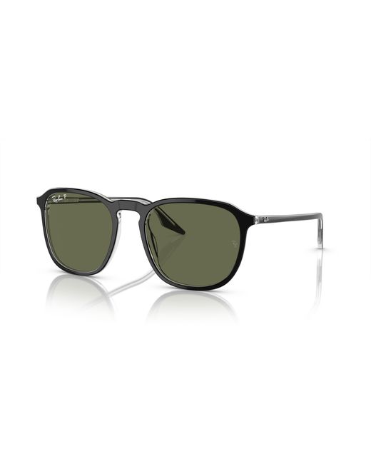 Ray-Ban Black Rb2203 Sunglasses Frame Green Lenses Polarized