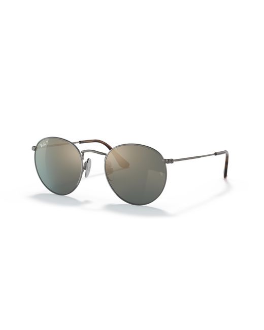 Ray-Ban Black Round Titanium Sunglasses Frame Blue Lenses Polarized