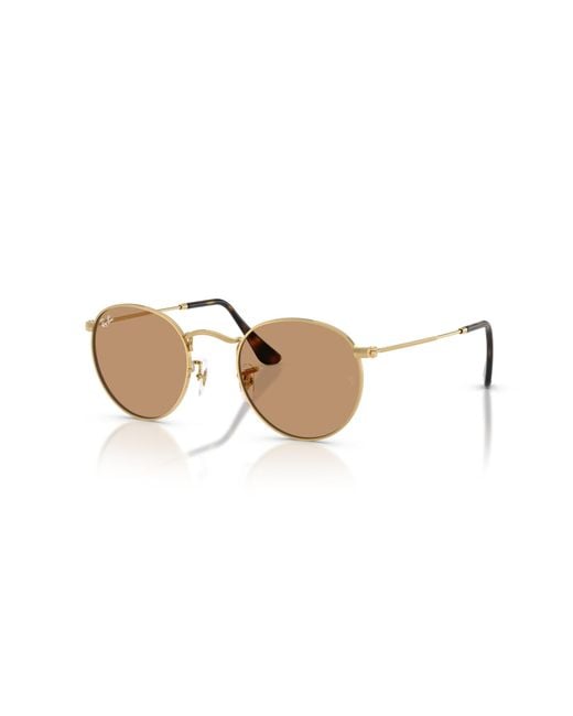 Ray-Ban Black Round Metal Sunglasses Frame Brown Lenses for men