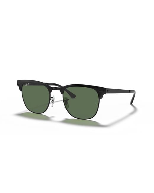 Ray-Ban Black Clubmaster Metal Sunglasses Frame Green Lenses Polarized
