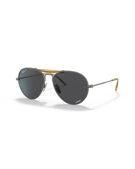 Ray-Ban Black Sunglasses Unisex Rb8063 Titanium - Gold Frame Green Lenses Polarized 55-16