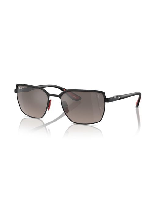 Ray-Ban Black Rb3743m Chromance Scuderia Ferrari Collection Square Sunglasses