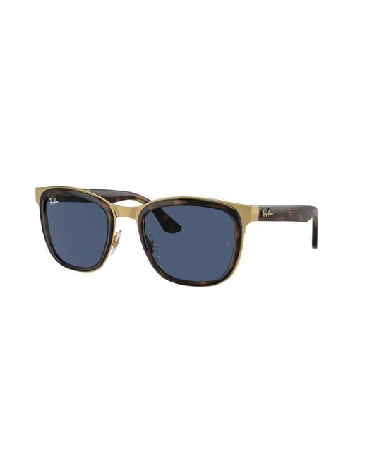 Ray-Ban Sunglasses Unisex Clyde - Havana On Gold Frame Blue Lenses 53-22 in  Black | Lyst