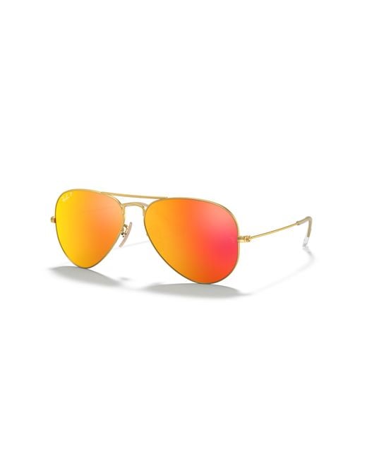Ray-Ban Black Aviator Flash Lenses Sunglasses Frame Orange Lenses Polarized