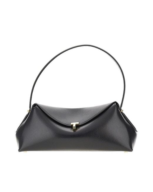 Totême Black Leather T-Lock Shoulder Bag