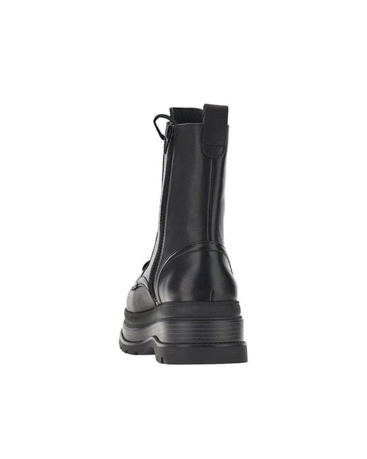 Pinko Black Leather Ankle Boots With Love Birds Detail