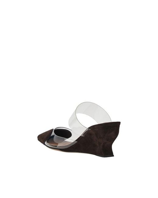 Alaïa Brown Suede Leather 'Le Coeur' Wedge Mules
