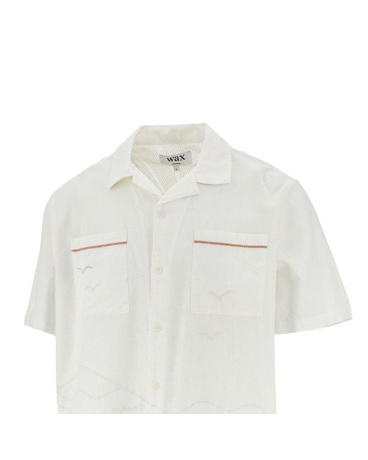 Wax London White 'Didcot' Embroidered Cotton And Linen Shirt for men