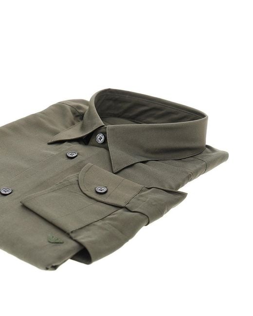 Emporio Armani Green Modal And Silk Shirt for men