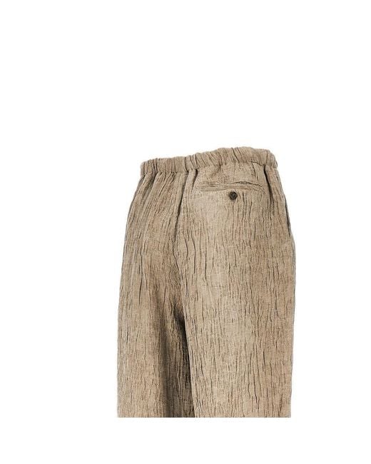 Emporio Armani Natural Bark Effect Linen-Blend Pants for men