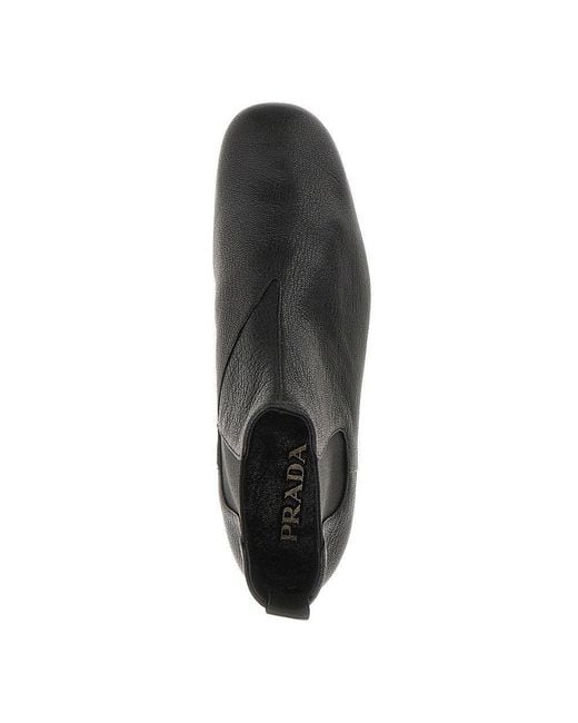 Prada Black Leather Chelsea Boots for men