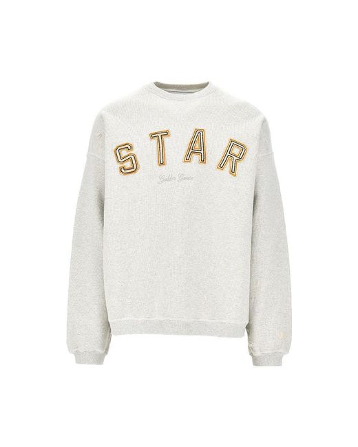 Golden Goose Deluxe Brand White 'Star' Cotton Sweatshirt With Embroidery for men