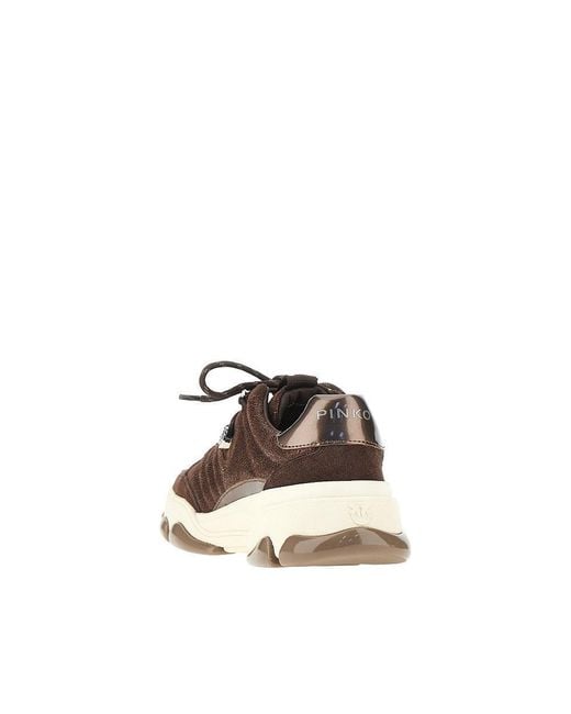 Pinko Brown 'Athena' Leather Sneakers