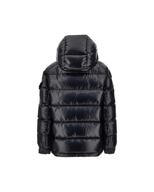 Moncler Black Padded Nylon Downjacket With Logo Patch