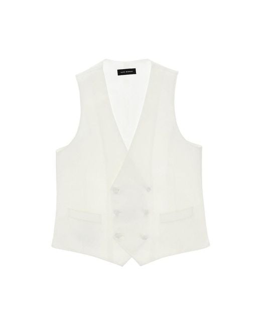 Luigi Bianchi White Double-Breasted Satin Vest for men