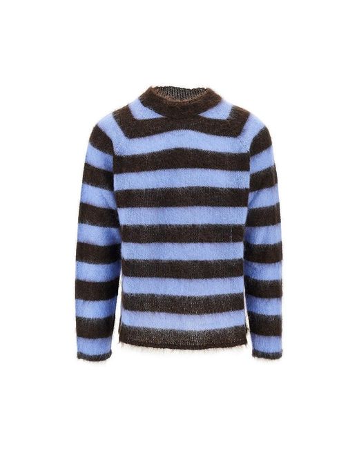 Emporio Armani Blue Kniited Sweater With Striped Motif for men