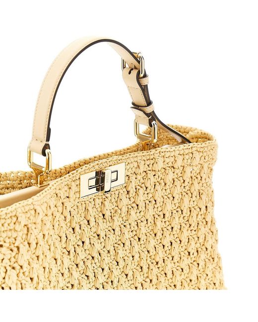 Fendi Metallic Crochet Viscose Large 'Peekaboo Soft' Bag