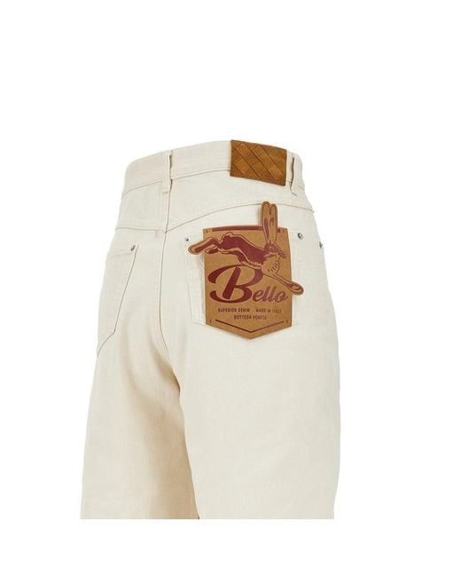 Bottega Veneta White Stone Washed Jeans With Cuffs