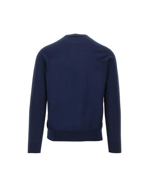 Prada Blue V-Neck Cotton Sweater for men