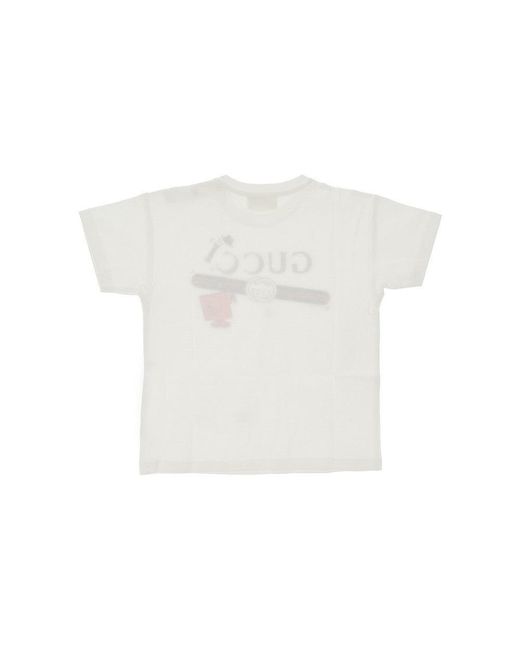 Gucci White Graphic Logo Print T-Shirt Kids for men