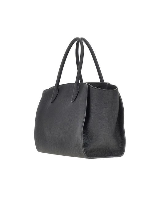 The Row Black 'Marlo 12' Grained Leather Bag