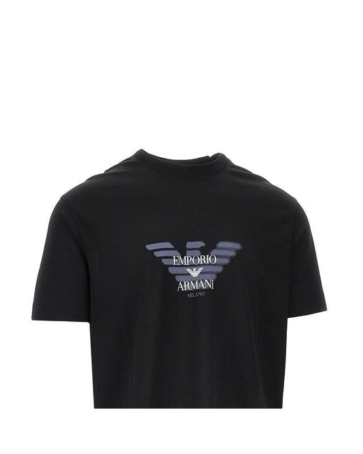 Emporio Armani Black Jersey T-Shirt With Logo Print for men