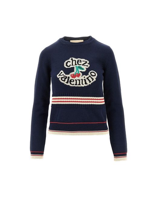 Valentino Blue 'Chez Inlay Sweater