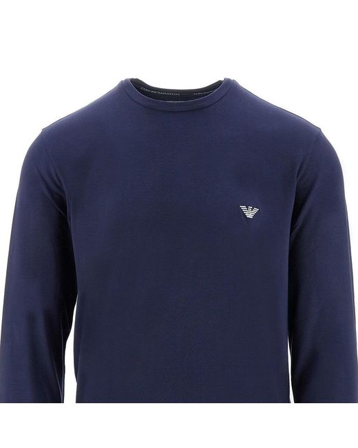 Emporio Armani Blue Modal Jersey Long-Sleeve Tee for men