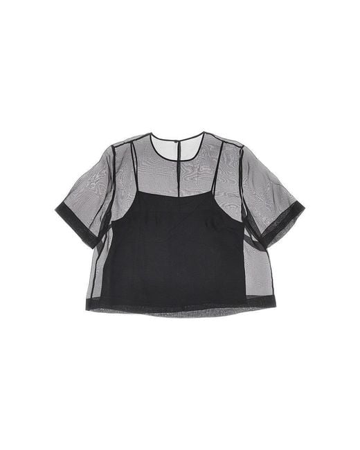 AMI Black Silk Organdy Top