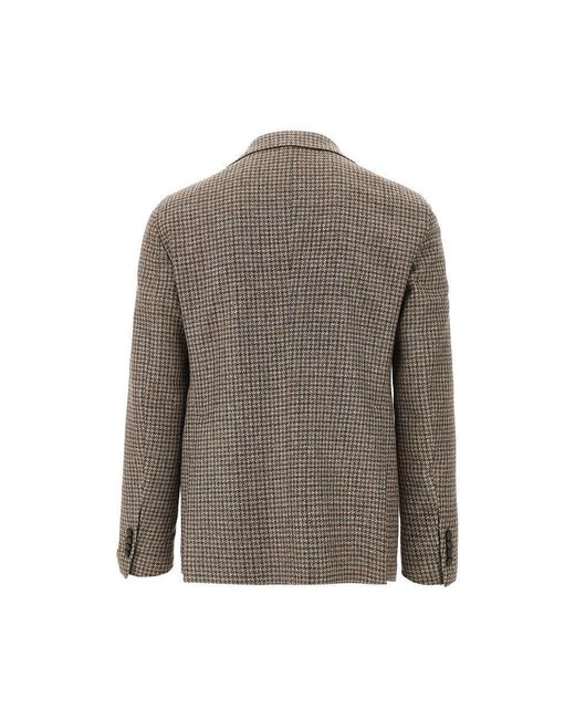 Tagliatore Brown Houndstooth Single-Breasted Jacket for men