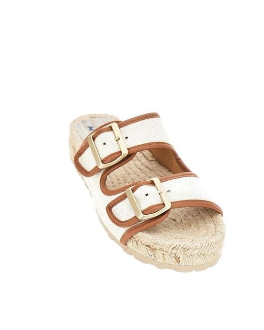 Manebí Natural Canvas And Leather Slides