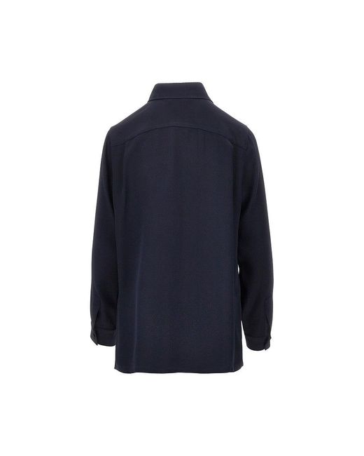 Max Mara Blue Silk Cady Shirt