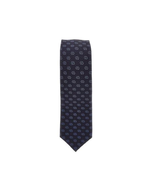 Gucci Blue Gg Jacquard Silk Necktie for men