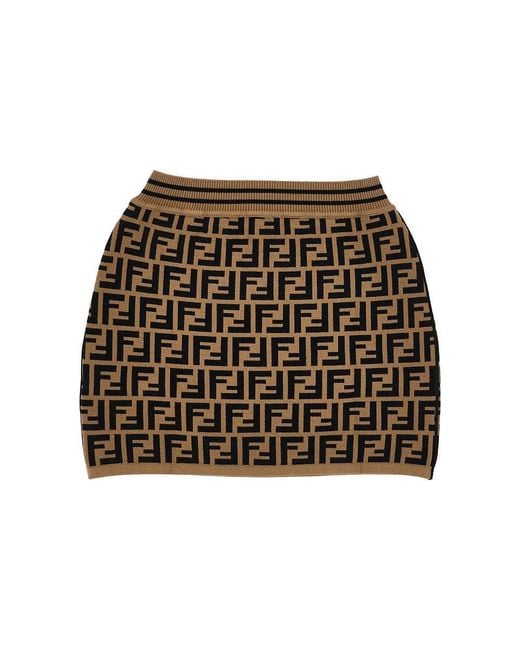 Fendi Brown Ff Knitted Mini Skirt Kids 12