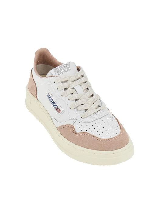 Autry White Suede And Leather Medalist Low Sneakers