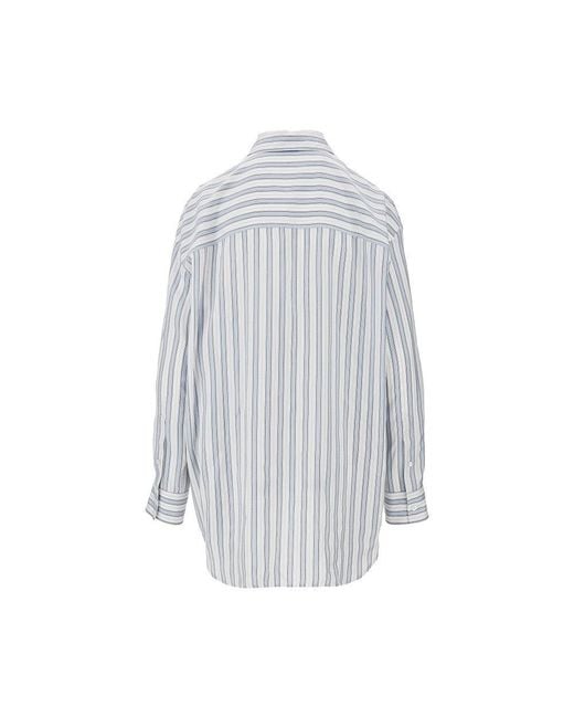 Gucci Blue Striped Jacquard Bayadère Silk Shirt