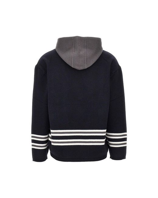 Emporio Armani Blue Virgin Wool Hooded Sweater for men